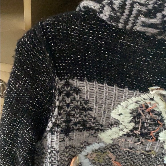 Free People wool Christmas tree sweater RARE holiday black multicolor small - Picture 4 of 8